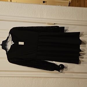 NWT Maurice's Black Dress with Lace Long Sleeves - Sz Small